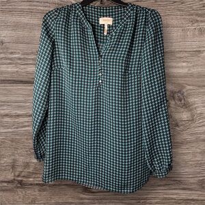 Laundry Shelli Segal Multi-Color Long Roll Tab Sleeve Tunic Blouse